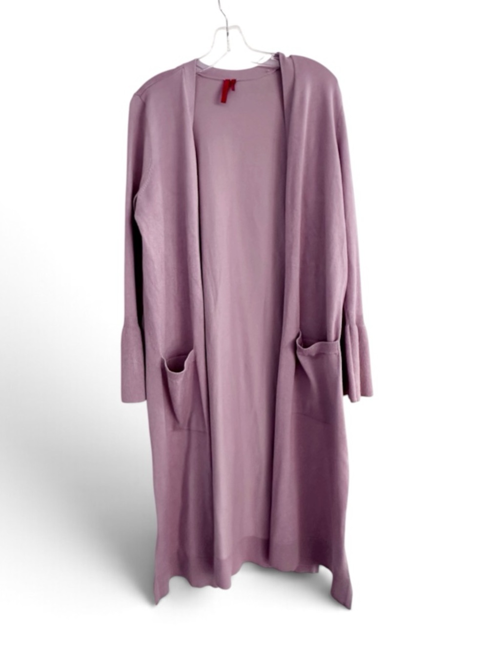 Love Scarlett Purple Sweater Duster Knit Cardigan Open Front Bell Sleeve LARGE